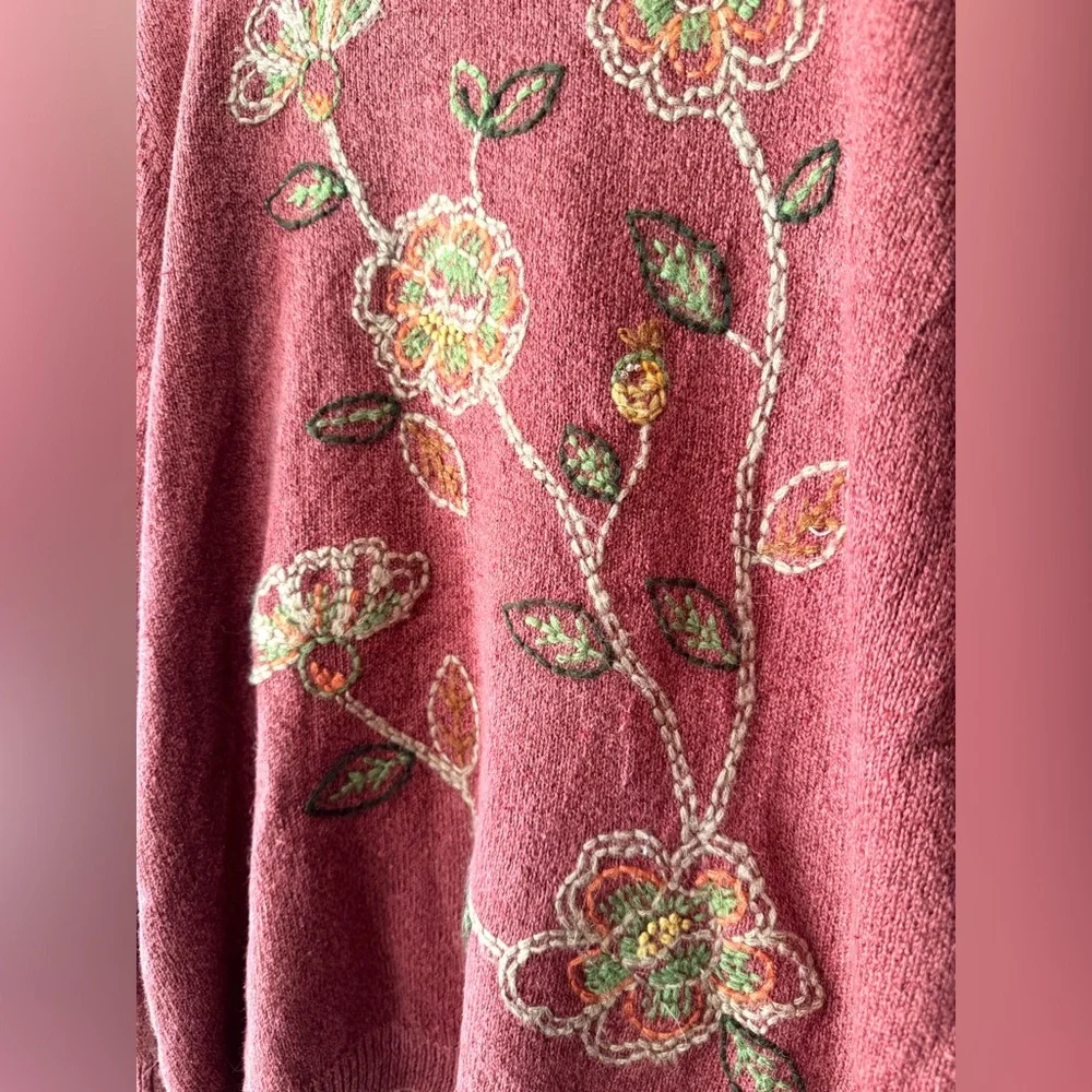 Vintage Alfred Dunner Fall Floral Embroidered Sweater - Picture 3 of 7